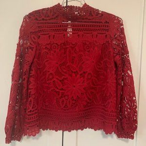 Champagne & Strawberry Red Lace Top